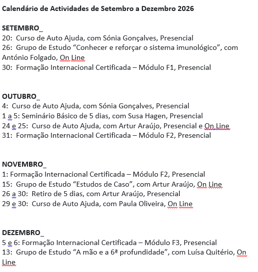 Próximas actividades e cursos cursos de Jin Shin Jyutsu 2026